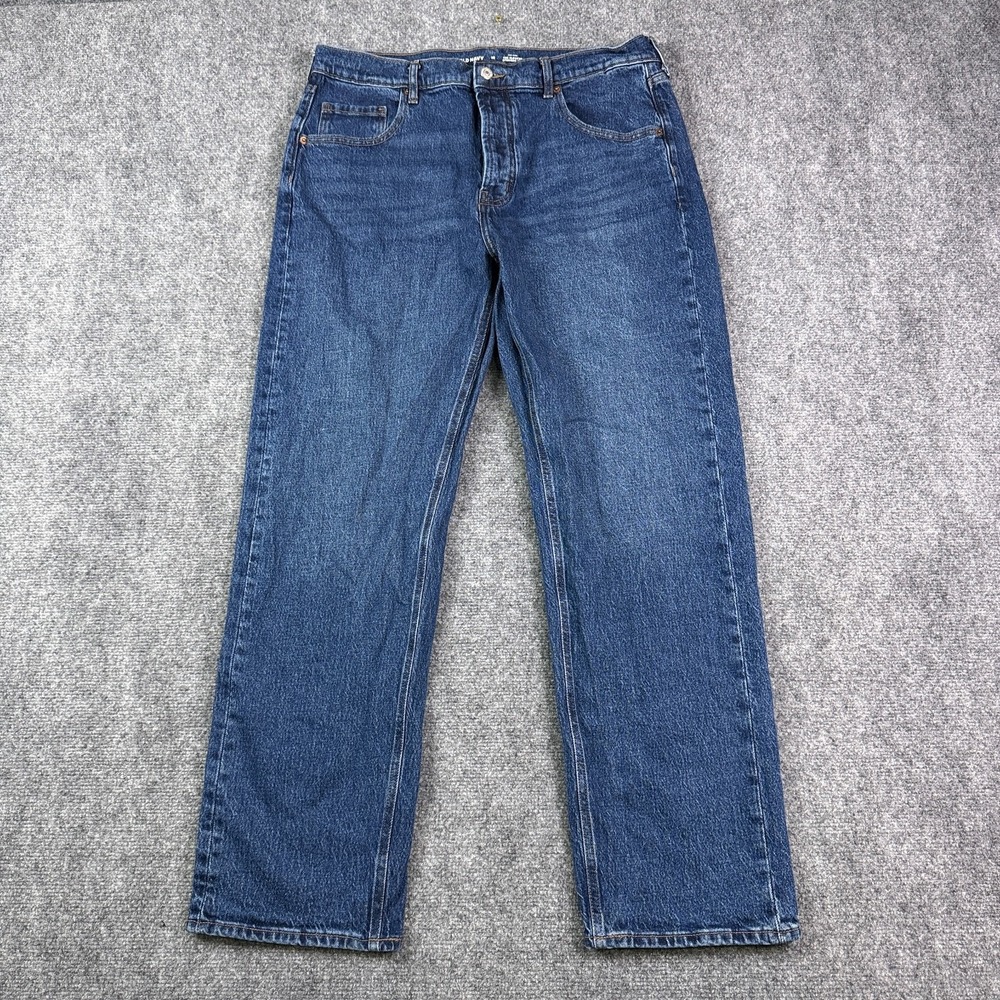 Womens Old Navy Slouchy Straight Jeans Size 10 Mid Rise Button Fly Medium Wash